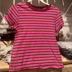 Wild Fable Pink Striped Short Sleeve Tee